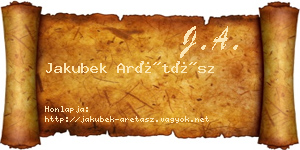 Jakubek Arétász névjegykártya